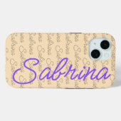 Lila Signaturenmuster für Sabrina Case-Mate iPhone Hülle (Rückseite (Horizontal))