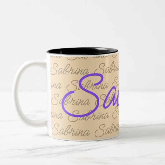 Lila Signaturenmuster für Sabrina Zweifarbige Tasse (Links)