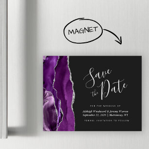 Lila Silber-Achat-Hochzeit-Save-the-Date-Magnet Magnetkarte