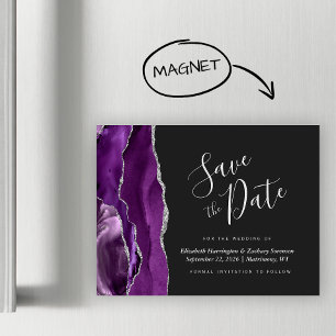 Lila Silber-Achat-Hochzeit-Save-the-Date-Magnet Magnetkarte