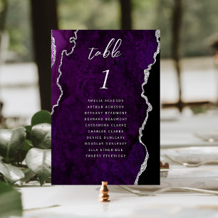 Lila Silber-Achat-Hochzeit Tischnummer