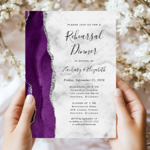Lila Silber-Achat-Hochzeitsprobe-Dinner Einladung