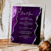 Lila Silber-Achat-Schrift Hochzeitsbar-Menü Poster