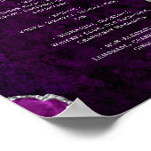 Lila Silber-Achat-Schrift Hochzeitsbar-Menü  Poster (Ecke)