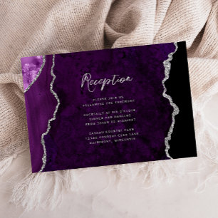 Lila Silber-Achat-Schrift Hochzeitsempfang Begleitkarte