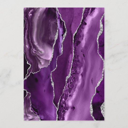 Lila Silber Agate Dark Wedding Menükarte (Rückseite)