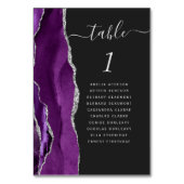 Lila Silber Agate Dark Wedding Tischnummer (Vorderseite)