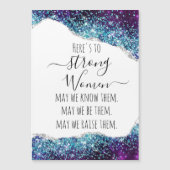 Lila Silber Agate Strong Women Zitat Geschenkidee Magnetkarte (Vorderseite)