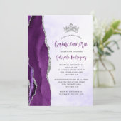 Lila Silber Agate Watercolor Quinceañera Einladung (Stehend Vorderseite)