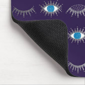 Lila & silber Blue Evil Eye Lashes Nazar Mati Mousepad (Ecke)
