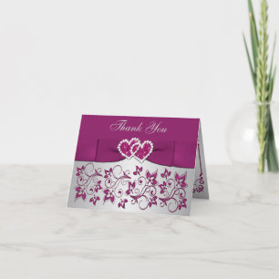 Lila, Silber Blumen Hochzeit Danke Karte 2