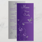 Lila Silber-Butterfly-Karte Menükarte (Vorne/Hinten)