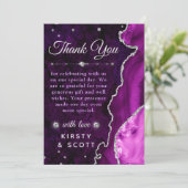 Lila & silber Glitzer Agate und Marmorhochzeit Dankeskarte (Stehend Vorderseite)