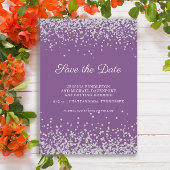 Lila Silber-Glitzer-Hochzeit speichern Sie das Dat Save The Date