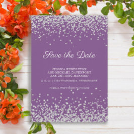 Lila Silber-Glitzer-Hochzeit speichern Sie das Dat Save The Date