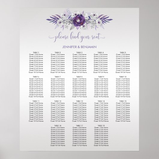 Lila Silber-Grau-Aquarelltafel Poster (Vorne)