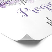 Lila Silber Grau Florales Hochzeitsprogramm Schild (Ecke)