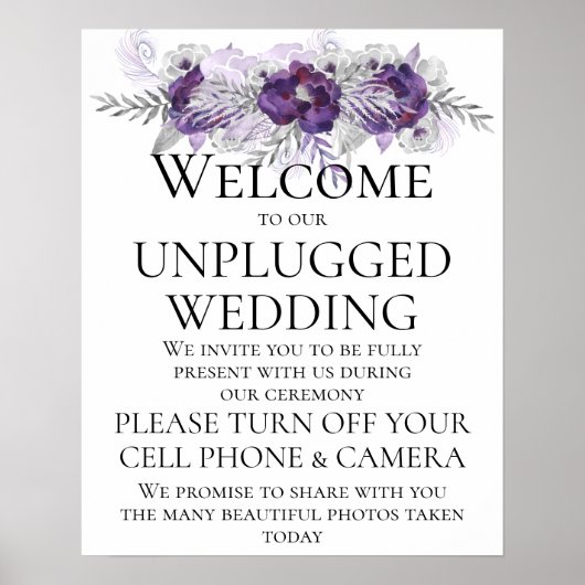 Lila Silber Gray Unplugged Wedding CeremonySigning Poster (Vorne)