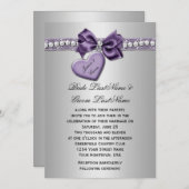 Lila Silber-Imitat-Diamanten-Herzklappen Wir Einladung (Vorne/Hinten)