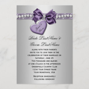 Lila Silber-Imitat-Diamanten-Herzklappen Wir Einladung