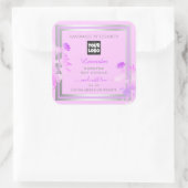 Lila Silber-Logo-Produktverpackungszeichen Quadratischer Aufkleber (Tasche)