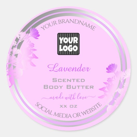 Lila Silber-Logo-Produktverpackungszeichen Runder Aufkleber (Vorderseite)