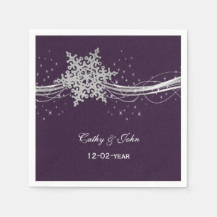 lila Silber personalisierte Hochzeitslippe Serviette