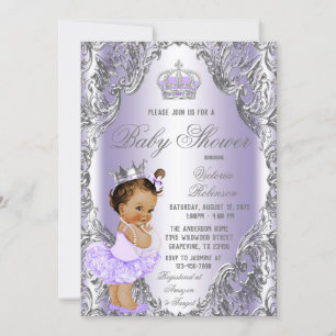 Lila Silber Prinzessin Babyparty Einladung