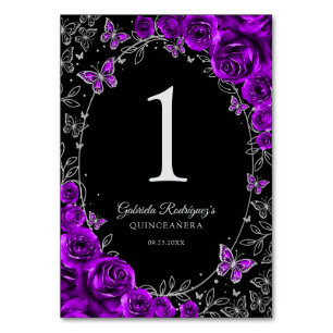 Lila Silber Quinceanera Tischnummer