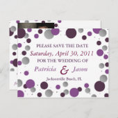 Lila & silber Save the Date Postkarte (Vorne/Hinten)