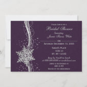 lila Silber-Schneeflocken-Winter-Brautparty Einladung (Vorderseite)