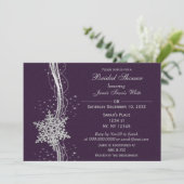 lila Silber-Schneeflocken-Winter-Brautparty Einladung (Stehend Vorderseite)
