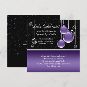 Lila Silber Schwarz Weihnachten Nach der Hochzeit Einladung