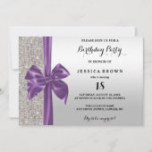 Lila Silber-Silber-Sequenzen am 18. Geburtstag Einladung (Vorderseite)