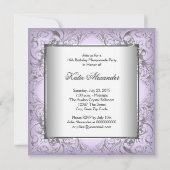 Lila Silber Sweet 16 Masquerade Party Einladung (Rückseite)