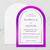 Lila-Silber-Verlaufsrahmen-Hochzeit Einladung (Vorne/Hinten)