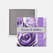Lila & silber Wedding Rose Bouquet mit Spitze Magnet (Vorderseite/Rückseite)