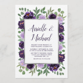 Lila Silberblume Eukalyptus-Hochzeit Einladung