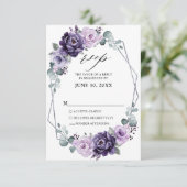 Lila Silberblume Geometrische Hochzeit RSVP Karte (Stehend Vorderseite)