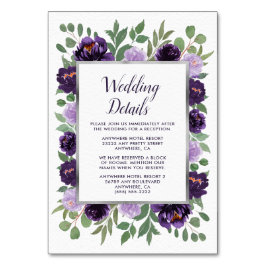 Lila Silberblumen-Grüne Hochzeitskarten Tischnummer