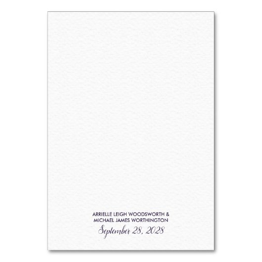 Lila Silberblumen-Grüne Hochzeitskarten Tischnummer (Rückseite)