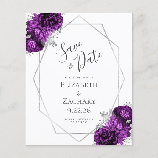 Lila Silberblumen-Hochzeit (Vorderseite)