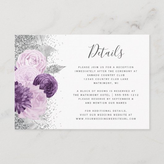 Lila Silberblütendetails Begleitkarte (Vorderseite)