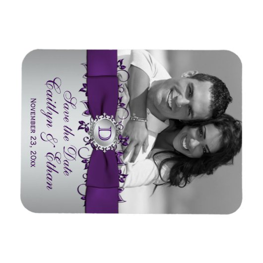 Lila, silberfarbenes Foto Magnet (Horizontal)