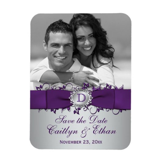 Lila, silberfarbenes Foto Magnet (Vertikal)