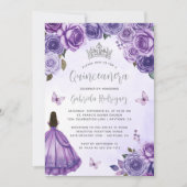 Lila silberfarbenes Wasser Quinceañera Einladung (Vorderseite)