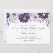 Lila Silberfarbenhochzeit Einladung (Vorderseite)