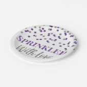 Lila Silberfetti mit Liebe Pappteller (Schrägansicht)