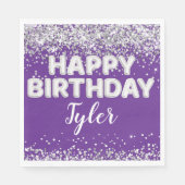 Lila SilberGeburtstagsparty Serviette (Vorderseite)