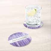 Lila Silberglam Tinsel Streifen Runder Pappuntersetzer (Vor Ort)